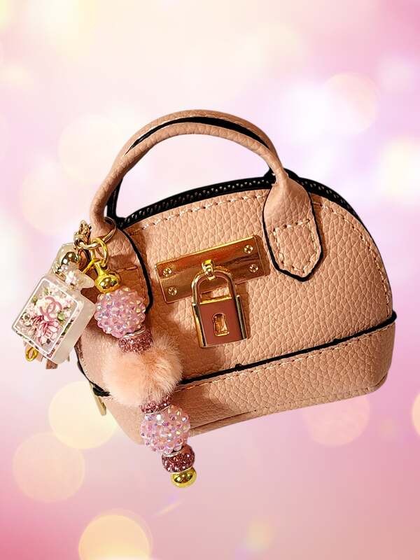 Bag Charm Pink Faux Leather Luxe Mini Purse Charm Keychain Accessory