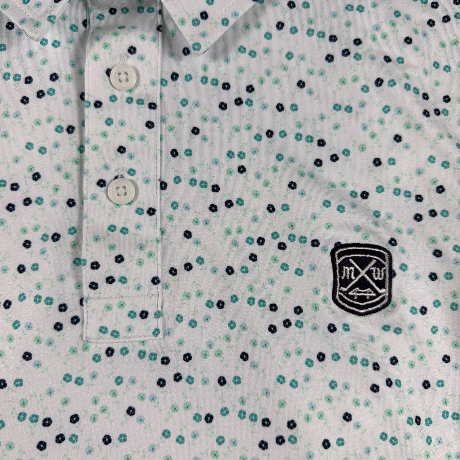 G/Fore G4 Golf Shirt Polo Chest Logo Floral Print Large Siren NWT MSRP $120