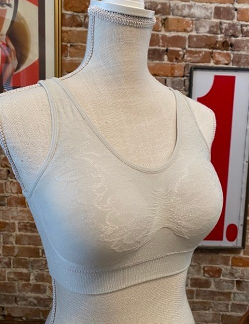 Rhonda Shear Light Gray Jacquard Ahh Bra Removable Pads New