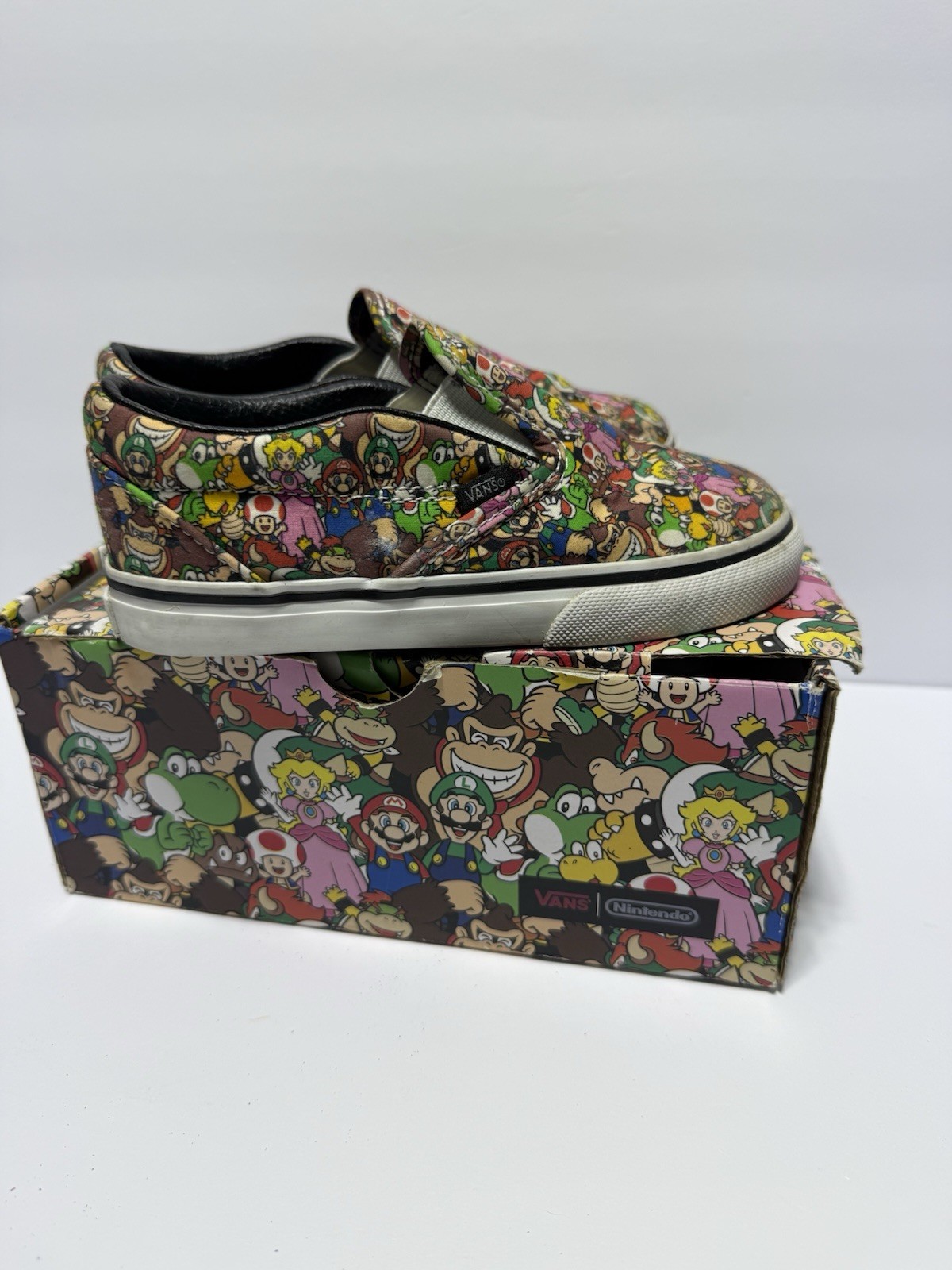 RARE VANS SUPER MARIO BROS GAME OVER SHOES SZ 9.5 T Kids Slip On Rare!