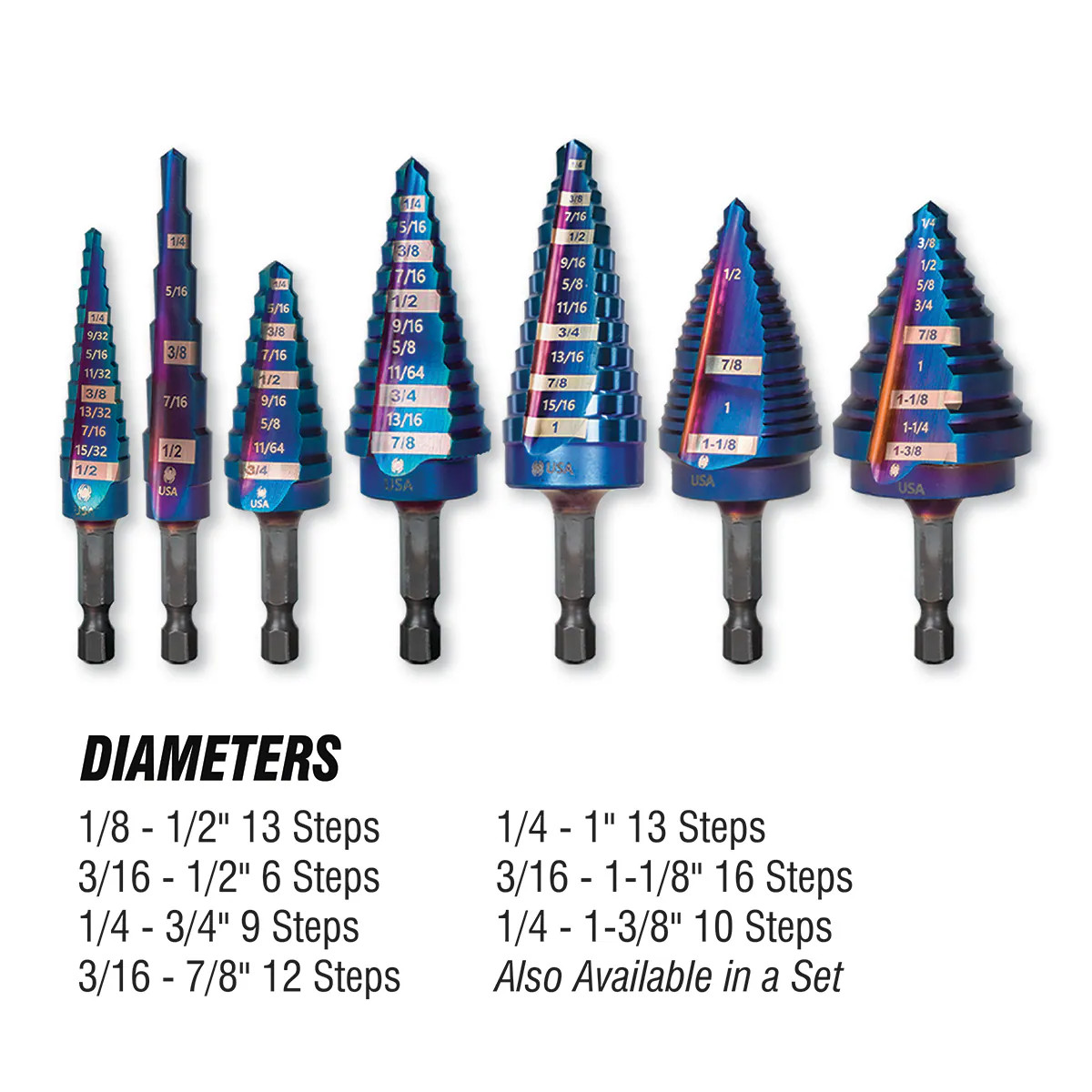 Spyder Mach-Blue 1/4-in 10 -Step Drill Bit ( 1/4-in to 1-3/8-in )|126566
