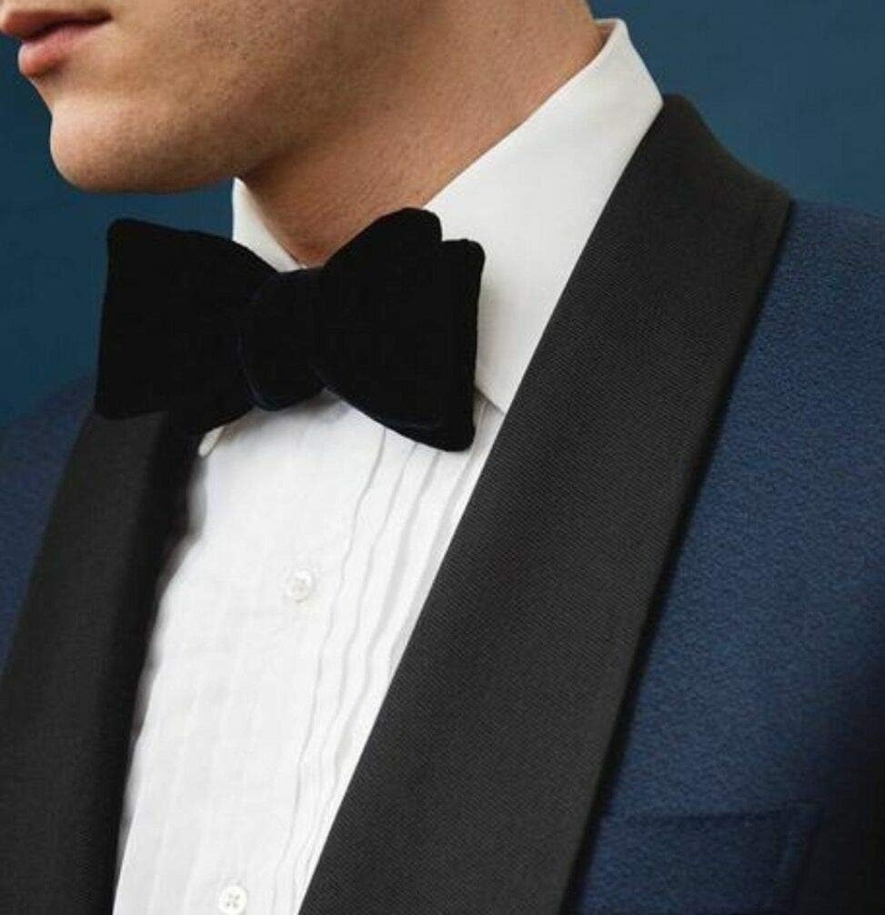 THE LAPEL PROJECT Self Tie Black Velvet Bow Tie Tuxedo Velvet Bow Tie Mens & Wom