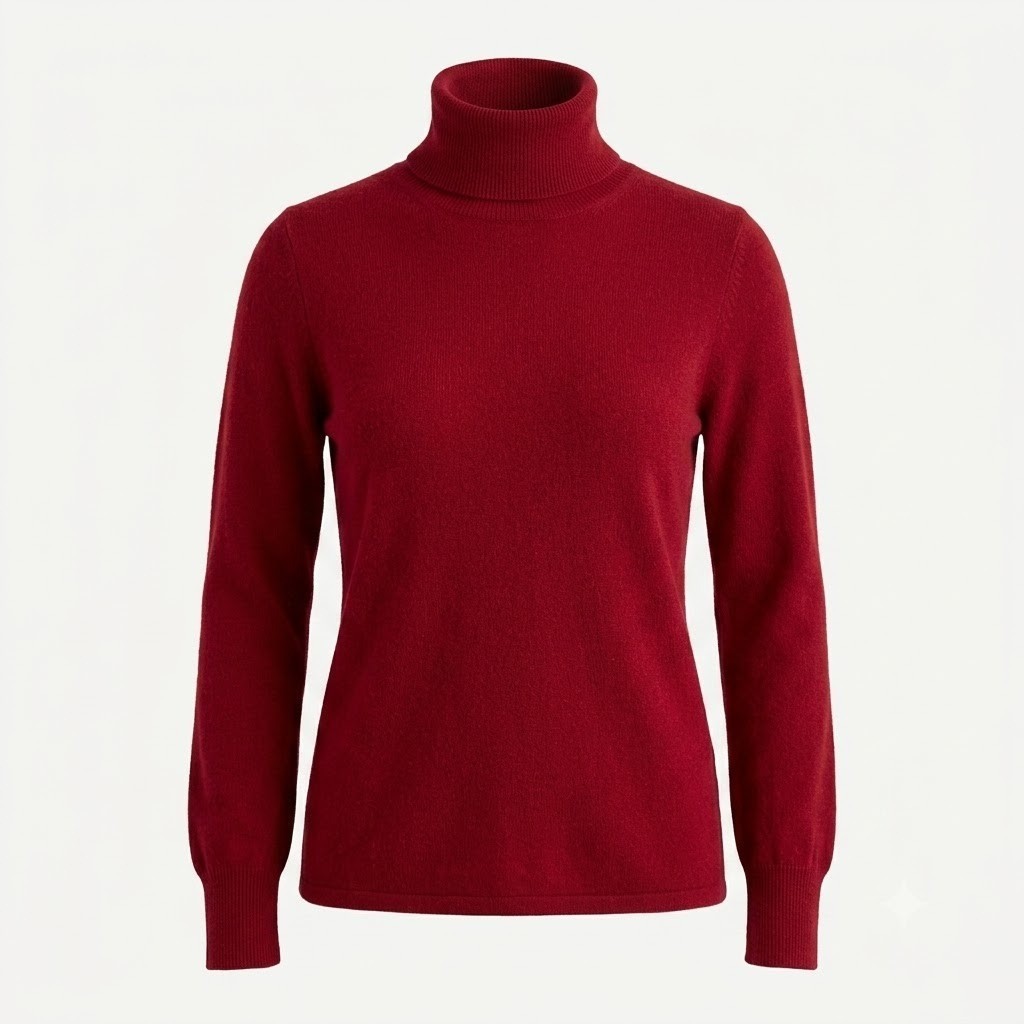 Ann Taylor Cashmere Turtleneck Sweater Red Large Long Sleeve Ribbed Knit