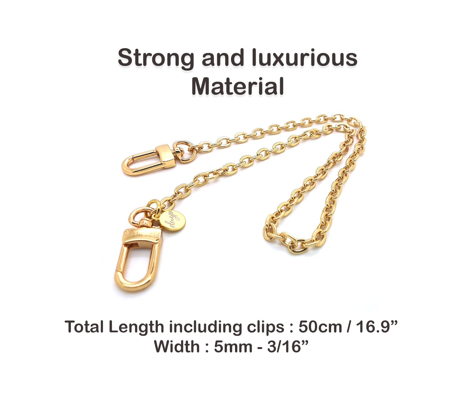 Gold Shoulder Strap Short Oval Chain 50cm/ 19.6″ for pochette accessoires clutch