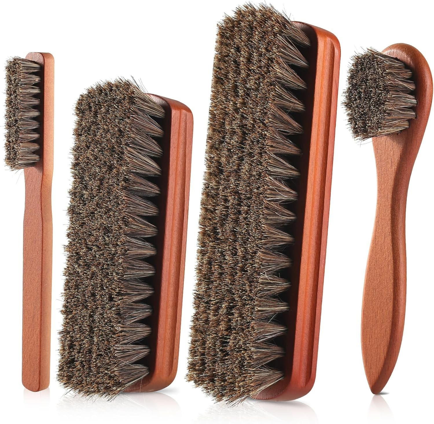 4 Pcs Shoe Brush, Boot Brush, Horse Hair Brush for Leather, Shoe Polish Brush…