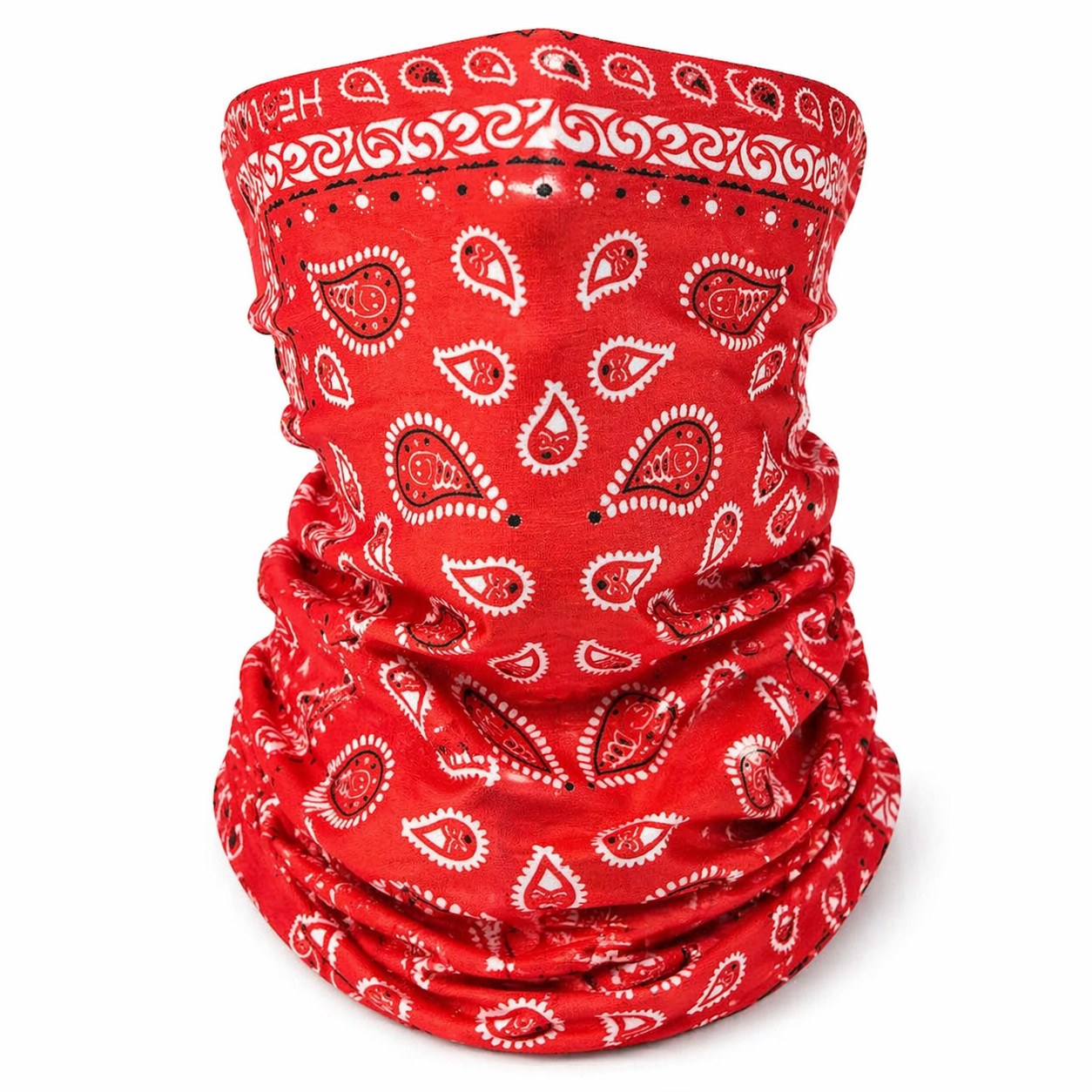 Black Paisley Face Mask Neck Gaiter Motorcycle Balaclava Tube Bandana Bike Mask