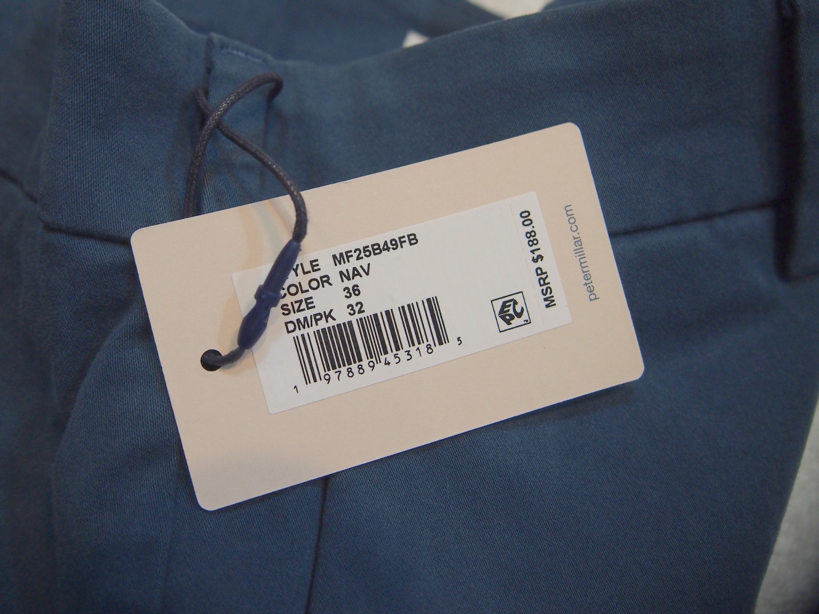 Peter Millar Signature Sateen Cotton Blend Pants NWT $188 36 x 32 Navy Blue