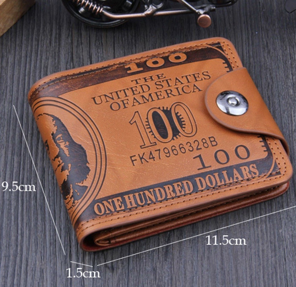 Men US $100 Dollar Bill Novelty Leather Bifold Wallet Card Holder Best Gift
