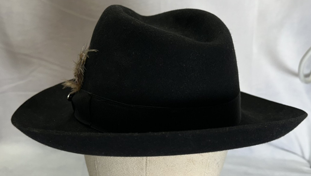 VINTAGE MAYSER CLASSIC Hutmacher Seit 1800 FEDORA BLACK GERMANY SIZE 57 – PREOWN