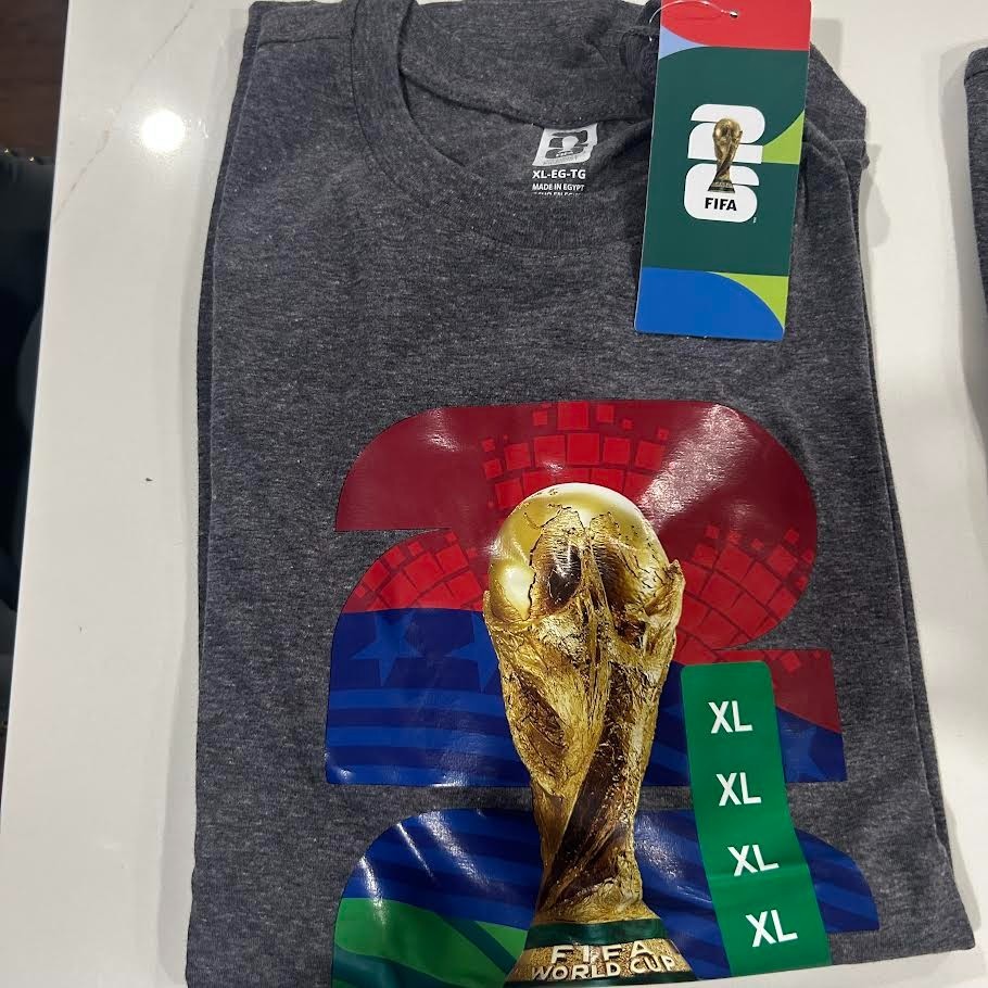 FIFA World Cup Men’s Gray Graphic Print Logo Crew Neck Short Sleeve T-Shirt