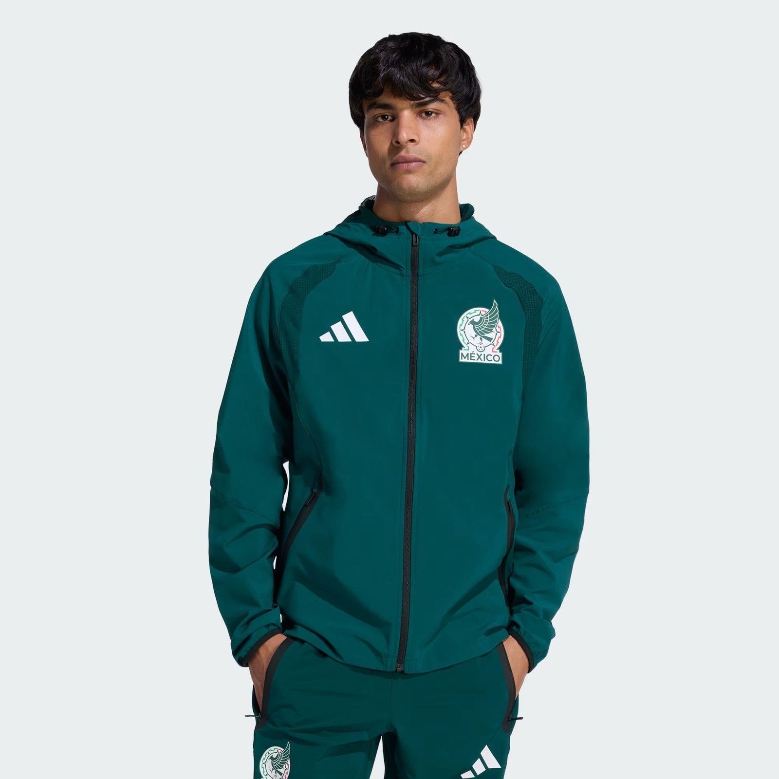 [JZ6486] MENS ADIDAS FMF MEXICO TIRO TRAVEL FULL ZIP WINDBREAKER – AURORA IVY