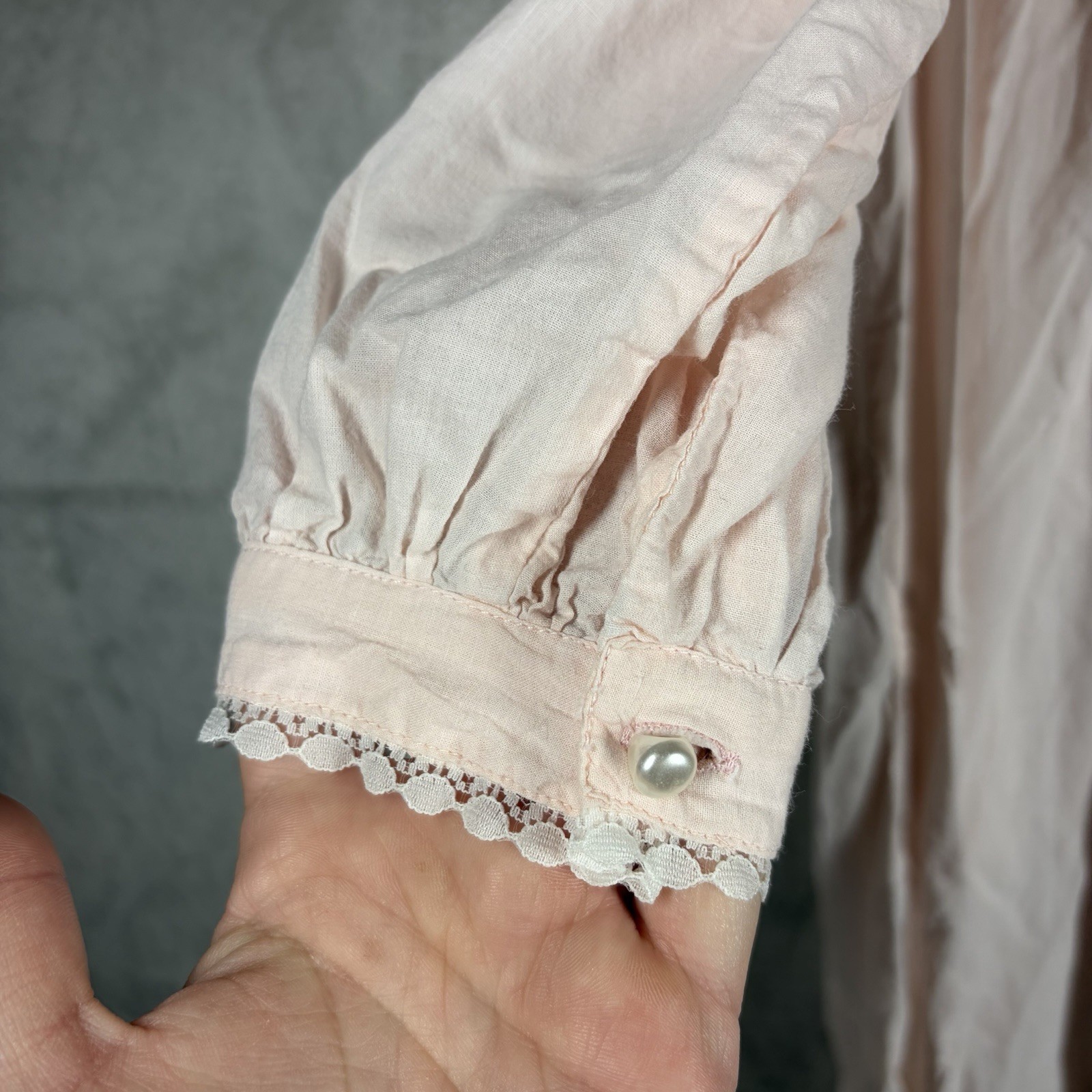 VTG Saybury Prairie Nightgown Size S Pink Cotton Victorian Cottagecore Granny