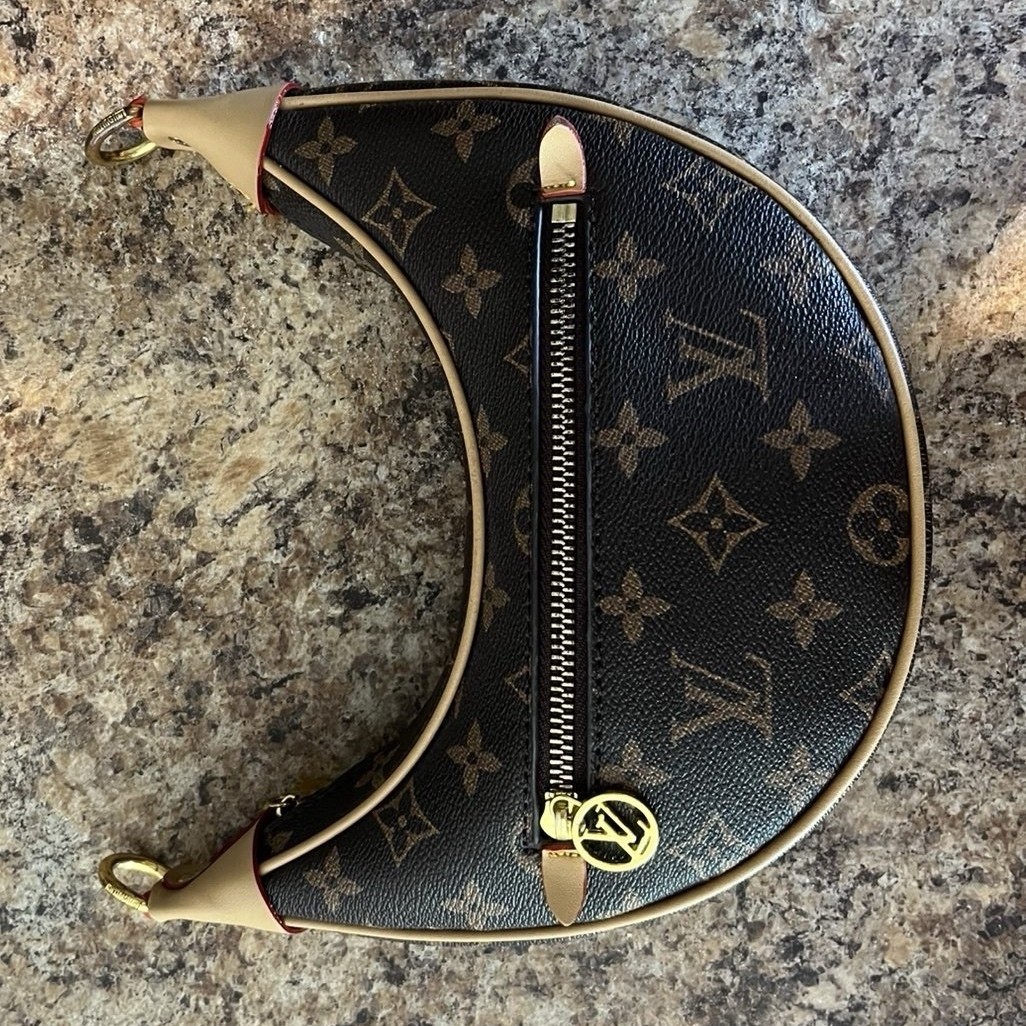 Louis Vuitton Monogram Crescent Crossbody Bag Brown Zip Gold Hardware