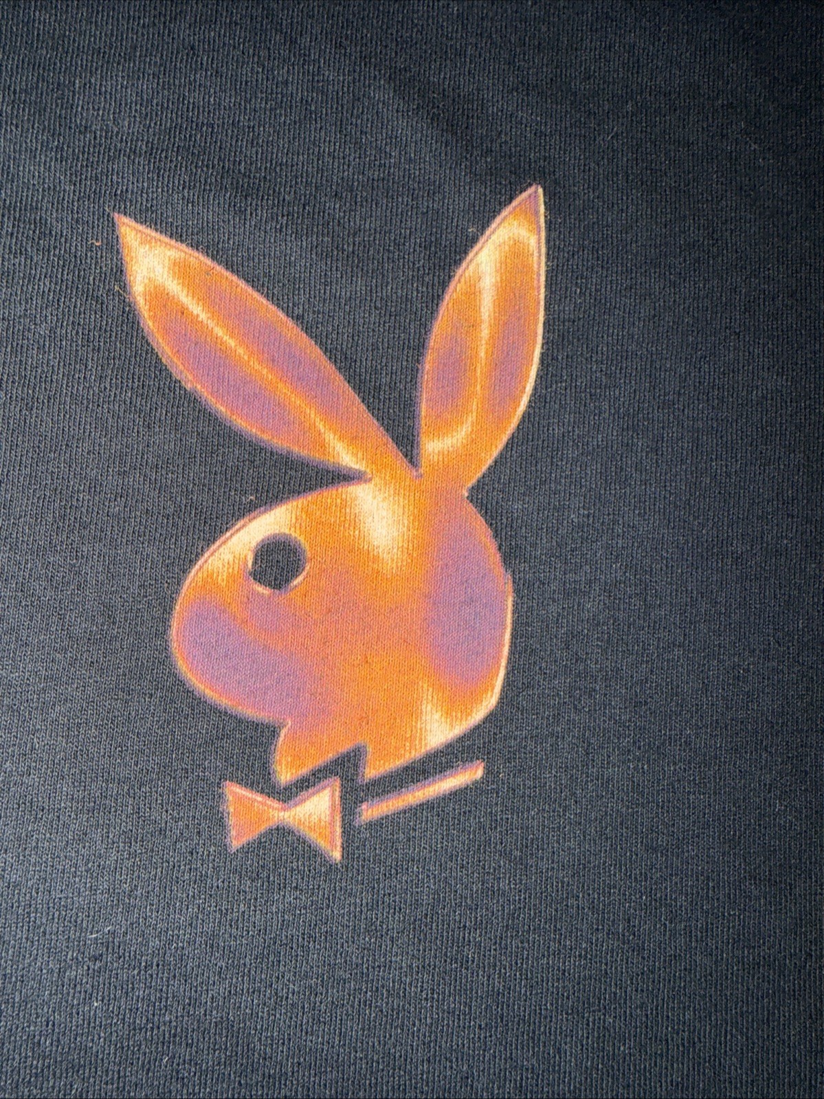 Playboy Shirt Mens S Black Repeat Logo Back Bunny Graphic Tee Tagless Cotton