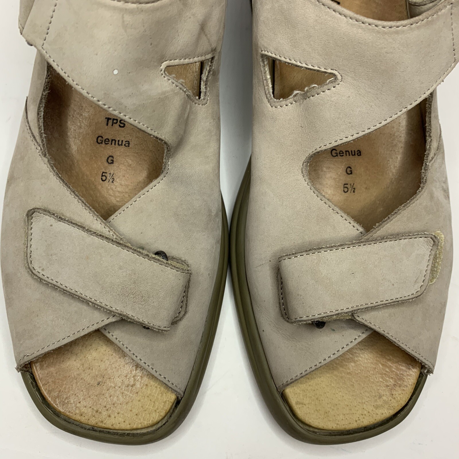 Fits By Theresia M Nubuck Leather Wedge Sandals Genua Two Strap 5.5 Women’s