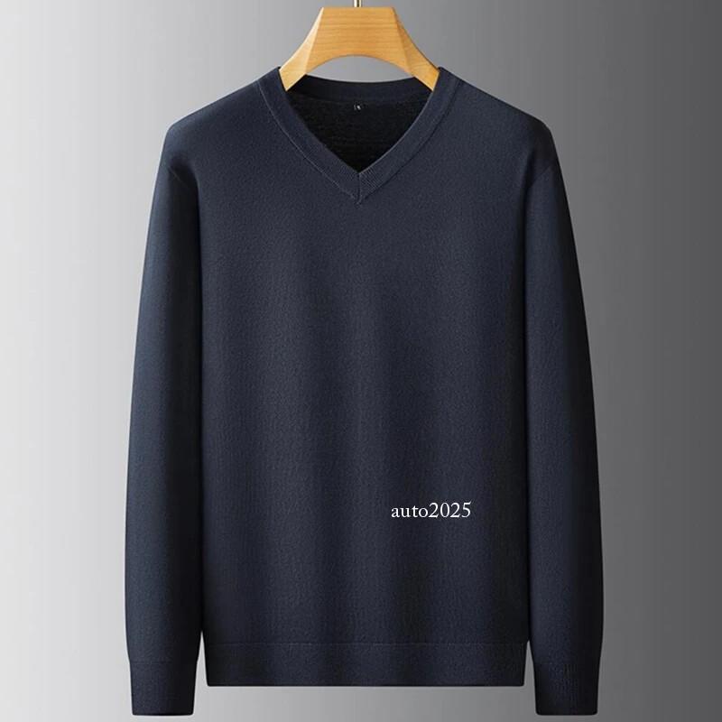 Autumn Winter V-Neck Sweater Men Soft Warm Cashmere Pullover Mens Sweaters