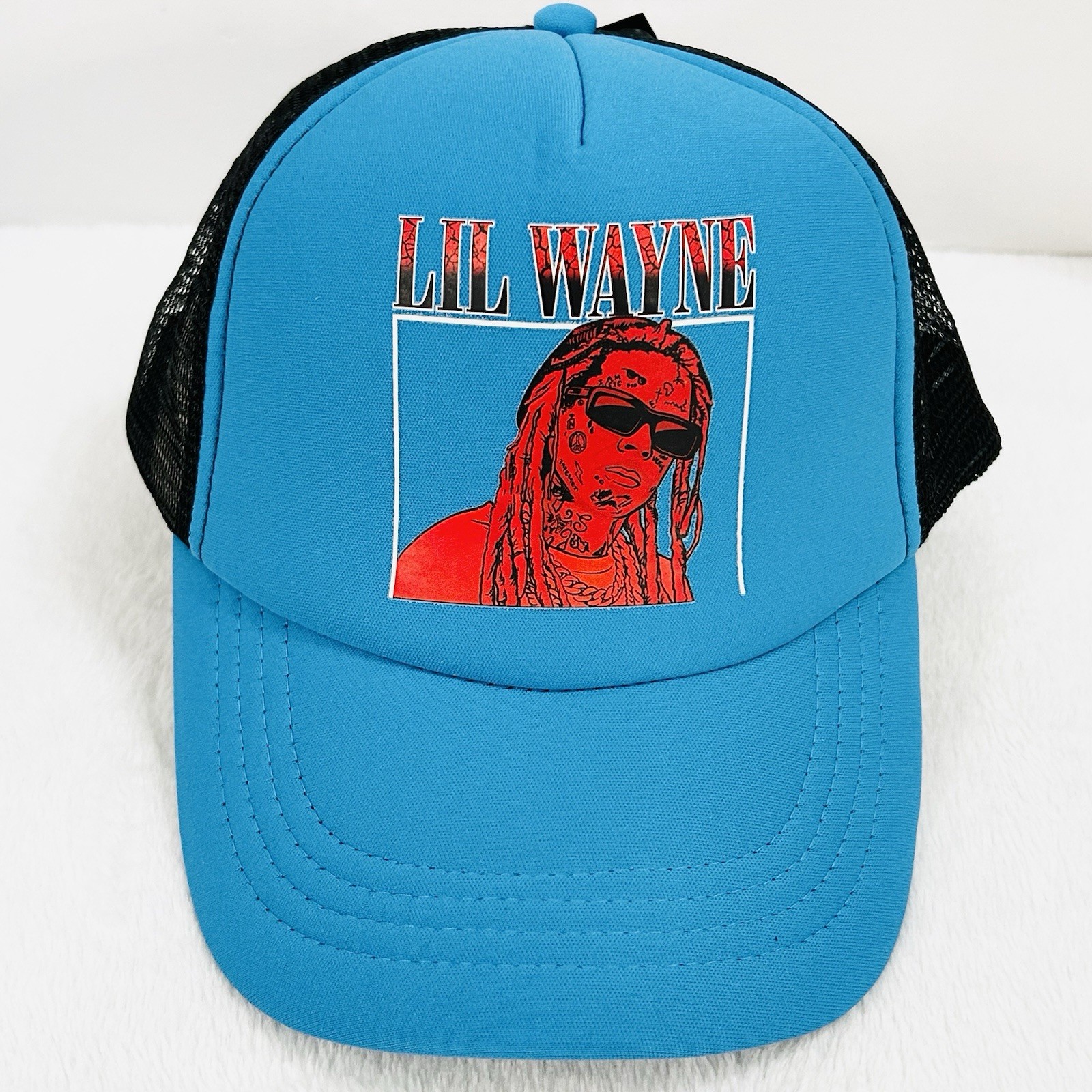 Lil Wayne Wordmark Logo Trucker 2-Tone Foam Hat Cap Adjustable Snapback Blue