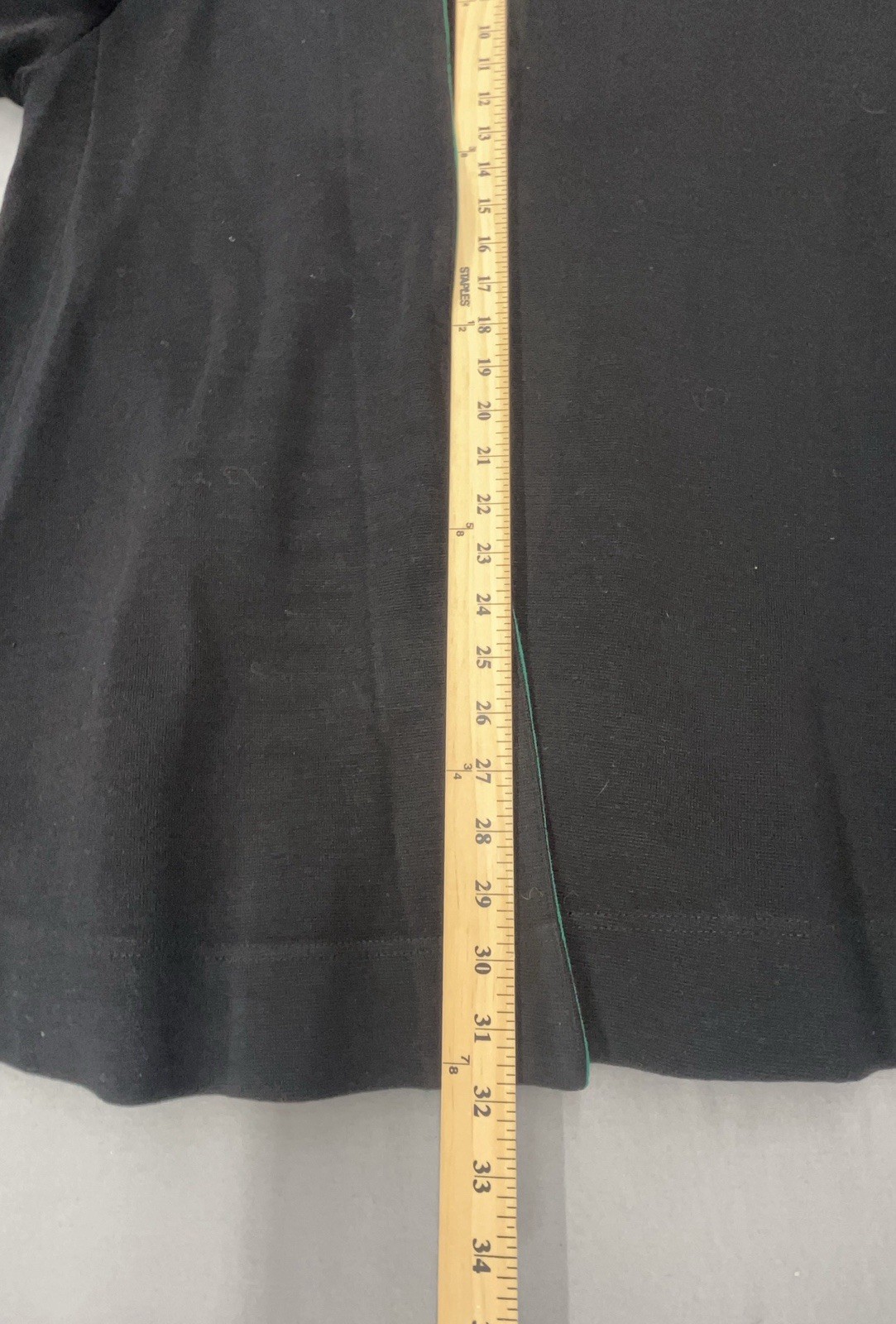 Vtg Wool Blend Jacket Blazer L Black Emerald Green Open Front Cardigan 80s 90s