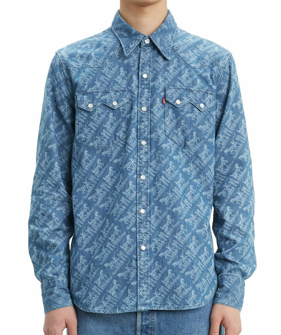Levi’s Classic Casual Denim Printed Sawtooth Western Shirt 0104