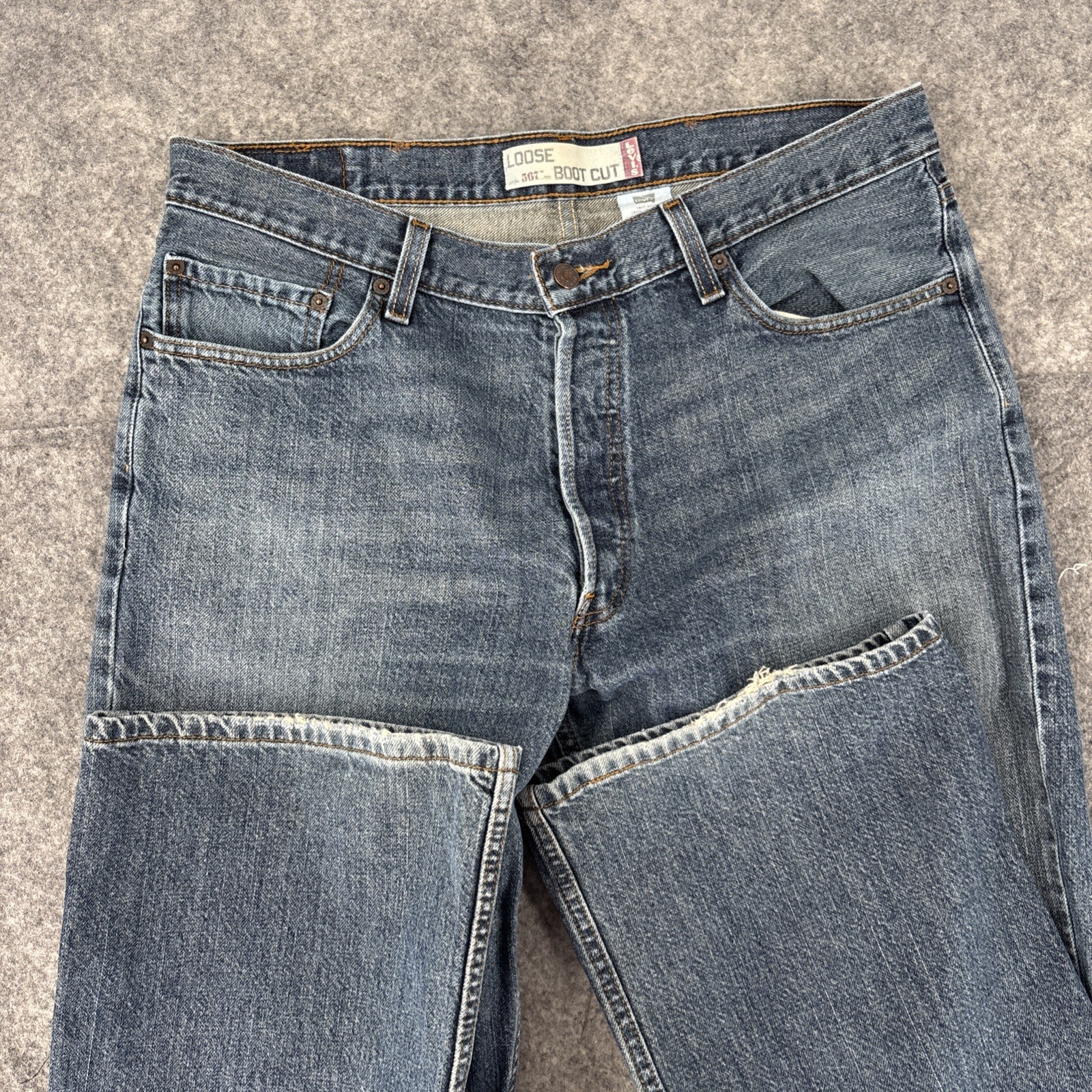 Levis’ Jeans Men’s 36 Loose Bootcut 567 Blue Vintage Button Fly 36×27