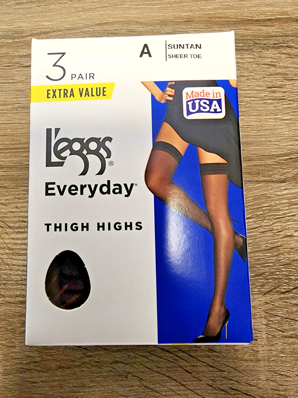Leggs L’eggs Everyday Thigh Highs Sheer Toe Suntan Size A 3 Pairs Nylons Hosiery