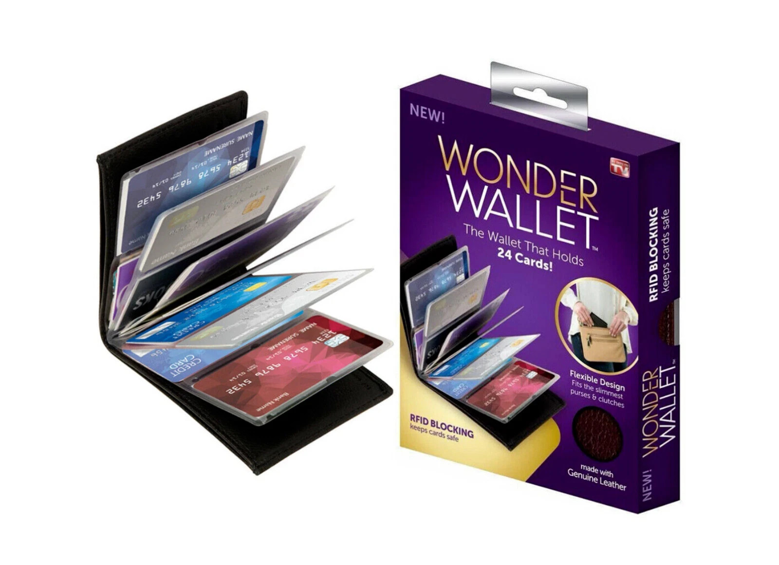 3 Pcs Original Wonder Wallet Amazing Thin Slim RFID Leather Wallet As Seen on TV