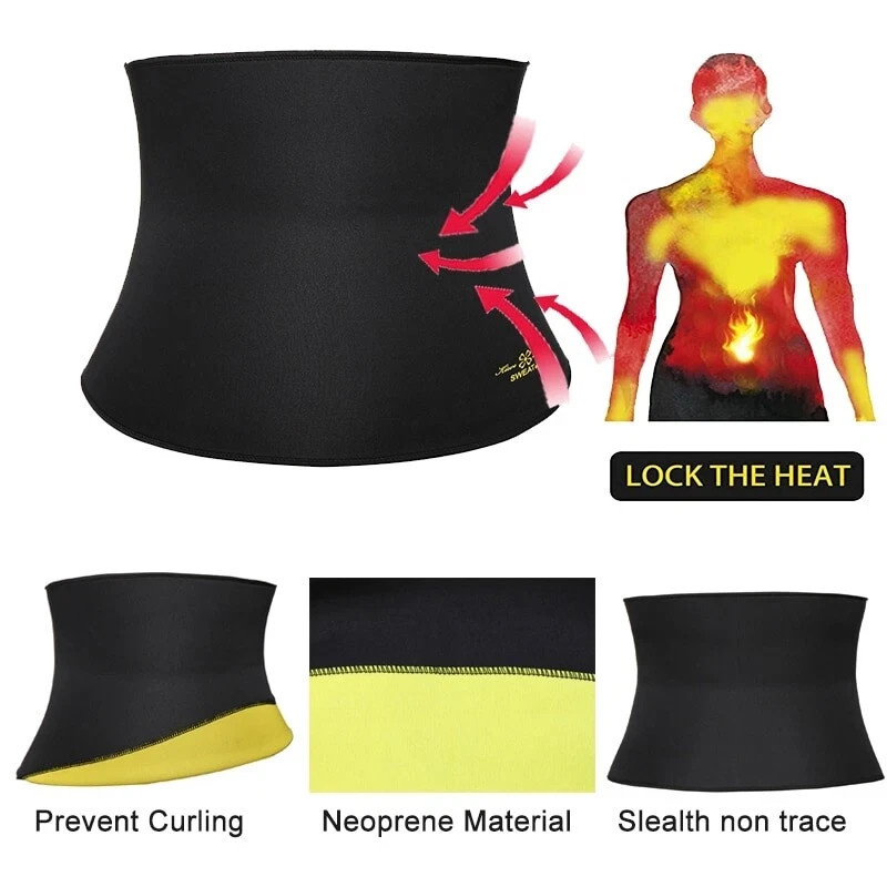 Mens Neoprene Sauna Sweat Waist Trainer Belt Tummy Slim Body Shaper Fat Burner