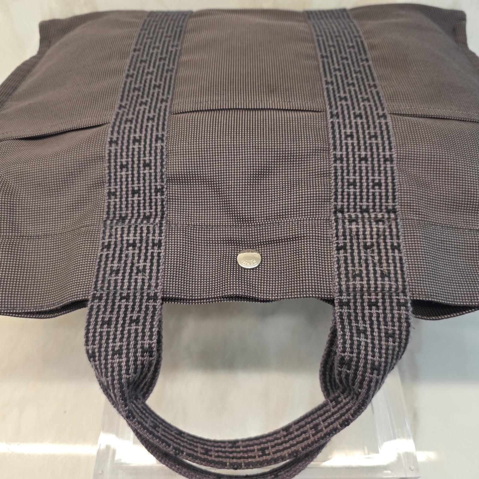 Hermes HerLine MM Tote Bag Charcoal Gray / Black with HERMES LOCK #121