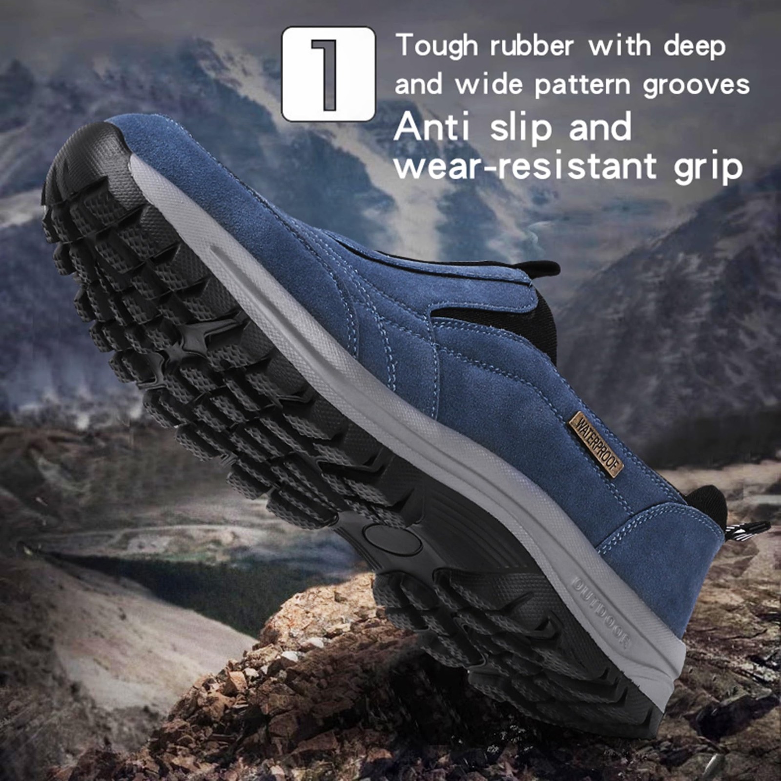 Men’s Slip-On Walking SneakersHiking Orthopedic Slip-On Wide Trail Shoes