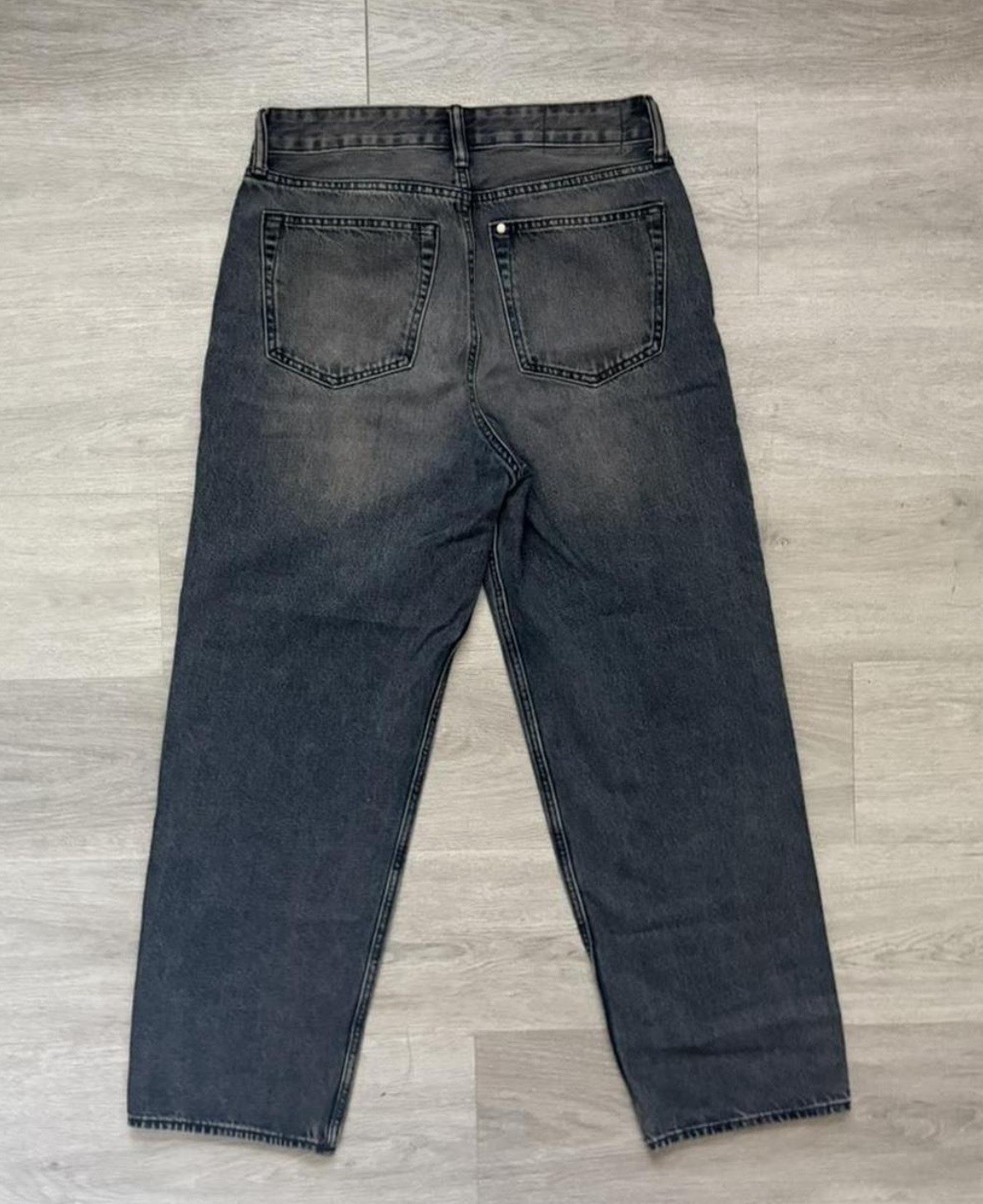 H&M Men’s Loose Fit Straight Leg Dark Wash Gray Denim Jeans