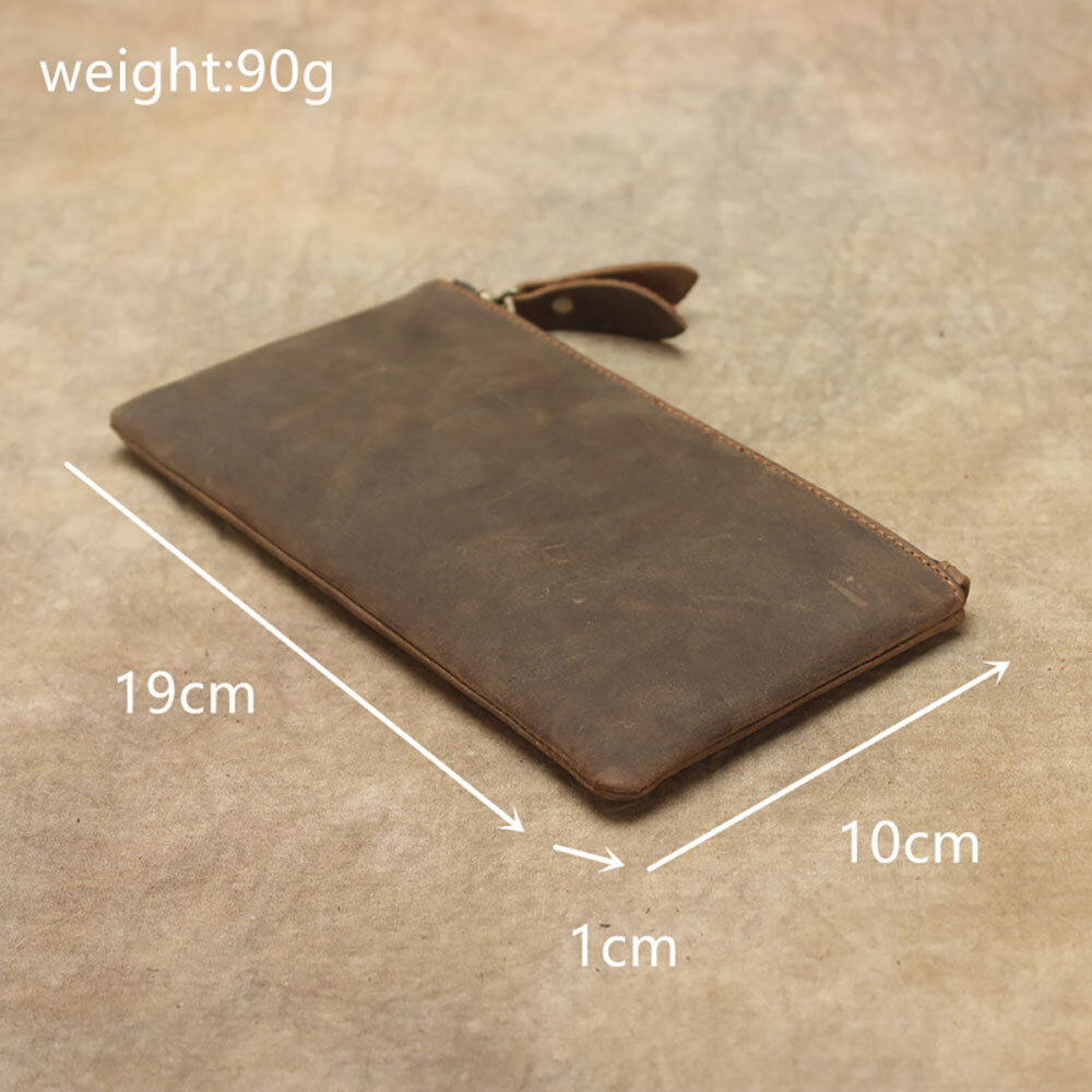 Leather Cash Long Wallet Envelope Zipper Pouch – Money Holder for Men & Women.