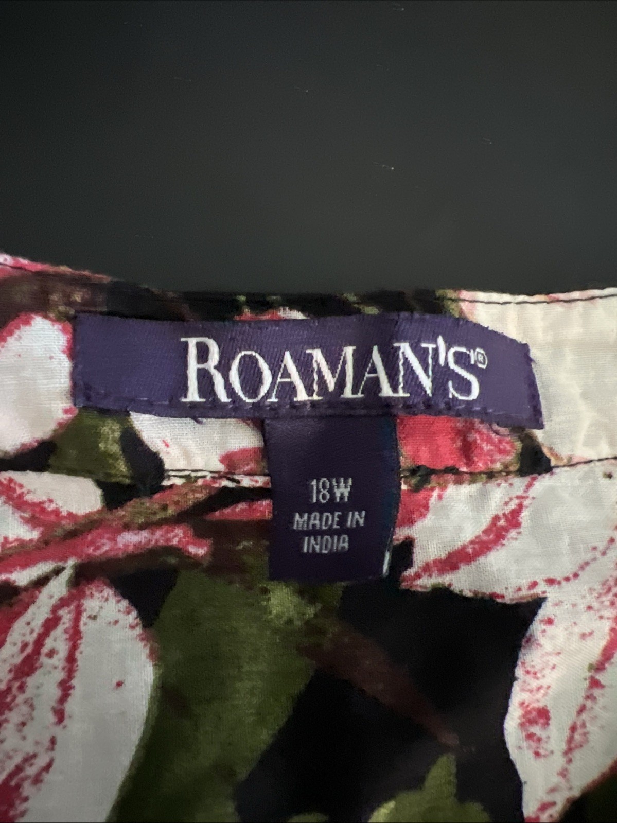 Roman’s Women’s Tunic Blouse Size 18 Extra Large Roll Tab Sleeve Floral Pink