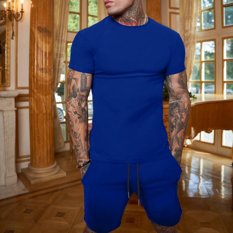 Men’s Summer Outfit 2-Piece Set Sweatsuit Short Sleeve T Shirts & Shorts Set Hot