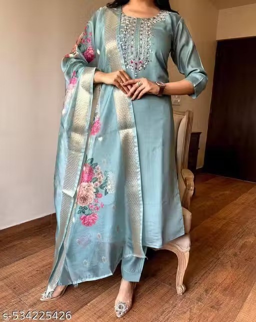 Readymade Cotton kurti Palazzo With Dupatta Set for Women’s Party Festive Outfit