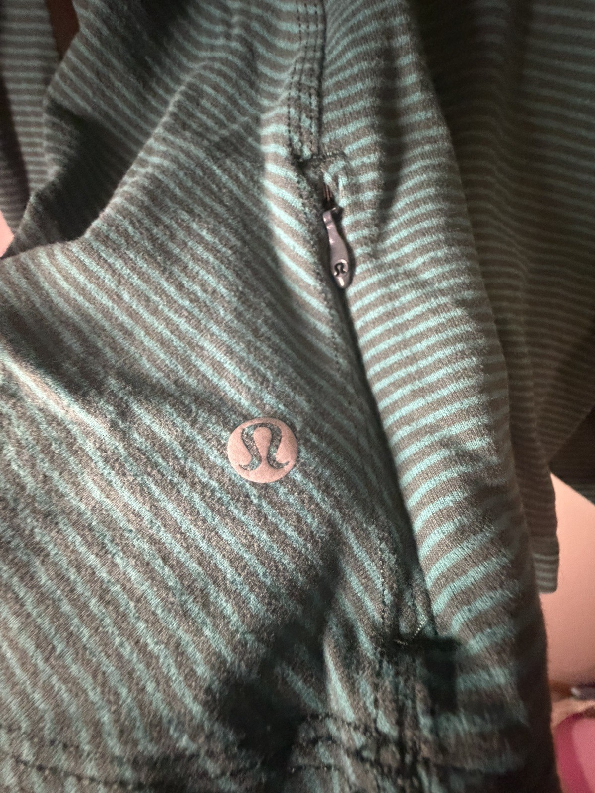 Lululemon Kanto Catch Me Long Sleeve Top Mini Pop Stripe Teal Womens Size 4