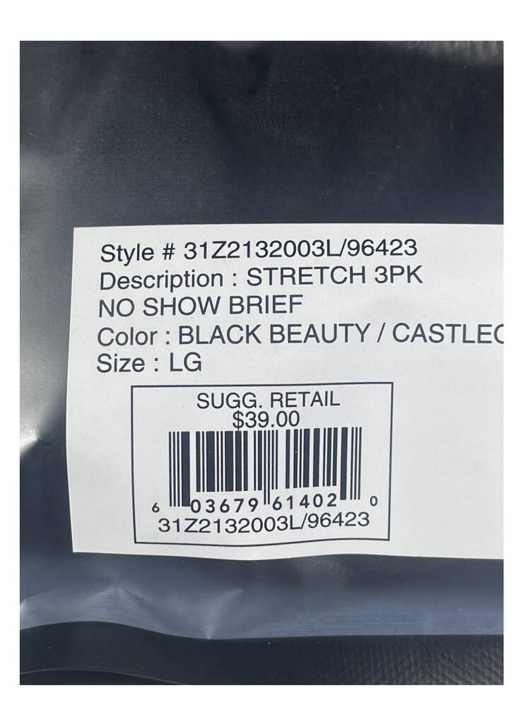 NWT 2(x)ist. 3 Pack. Breathable Stretch No Show Briefs. Black. MSRP $39.00