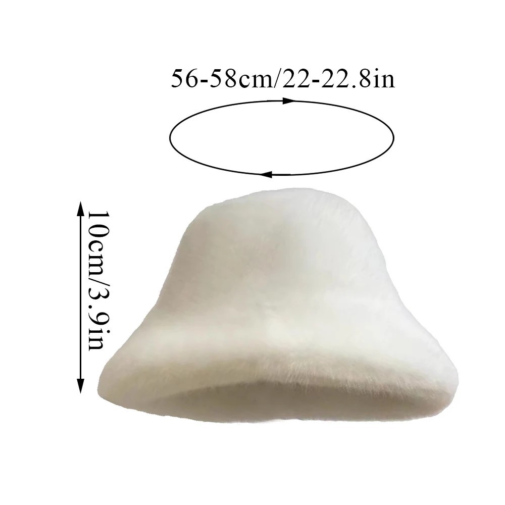 Fluffy Fur Bucket Hat – Warm Fisherman Plush Winter Hat Women Thick Furry Faux