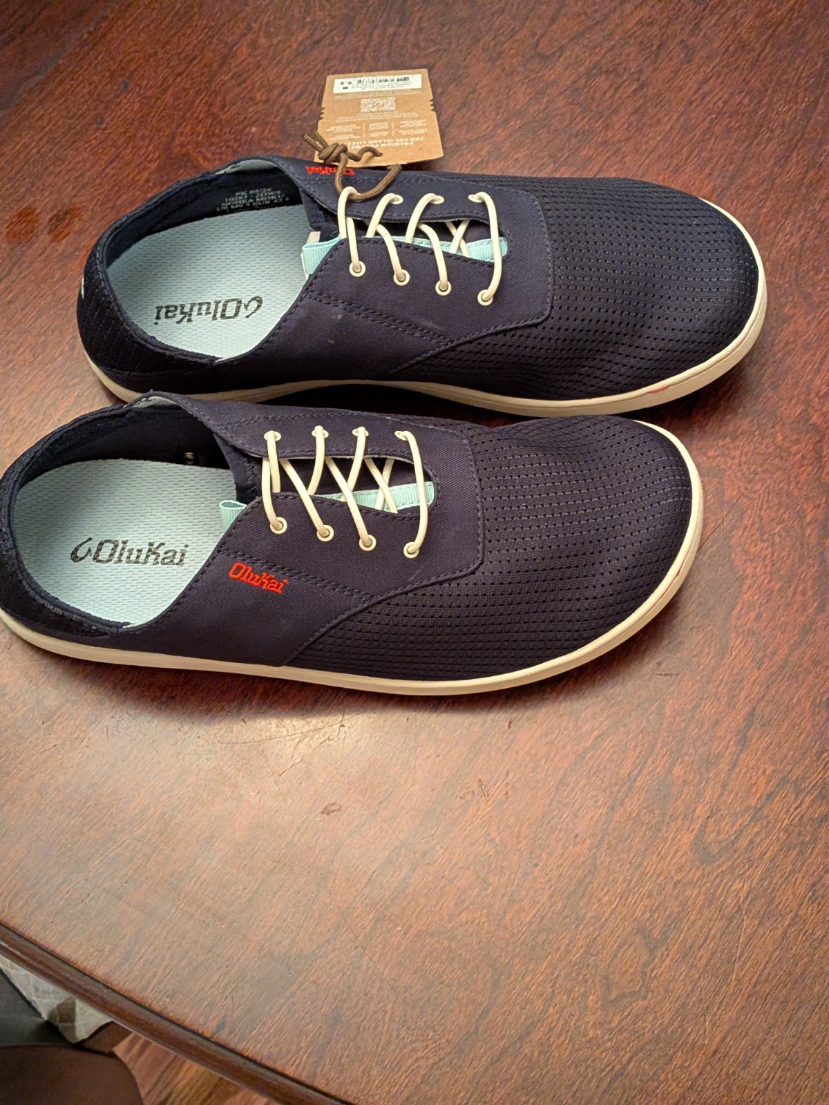 OluKai Nohea Moku Mens Navy Blue Mesh Slip On Lace Up Sneakers Shoes Size 9.5 M