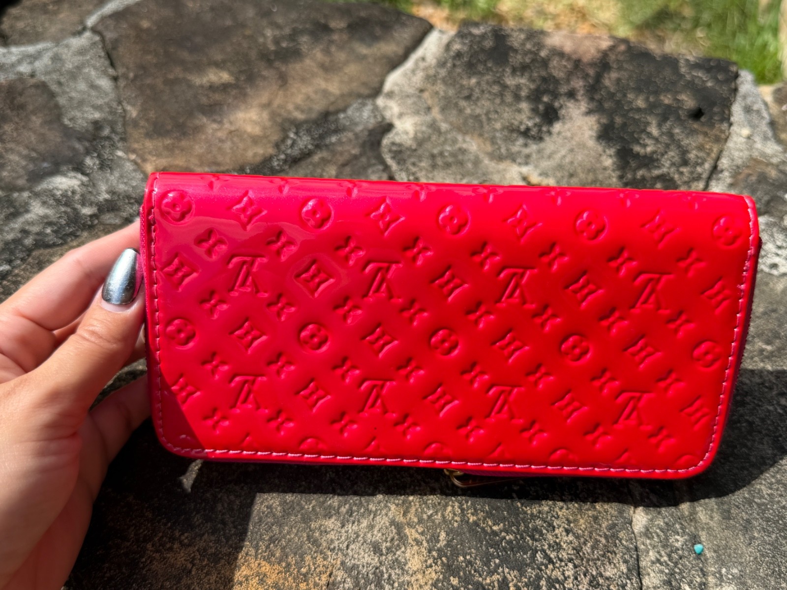 LOUIS VUITTON Zippy Around long Wallet Purse M91981 Hot Pink/Red Red LV