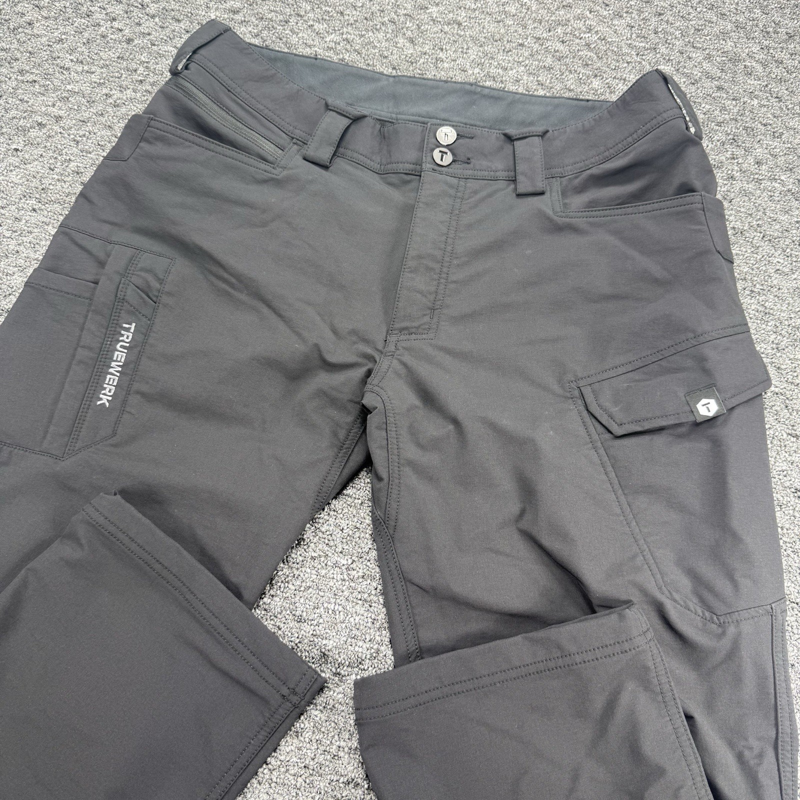 Truewerk T2 Werk Pant Mens 34×34 Black Cargo Utility Workwear EUC