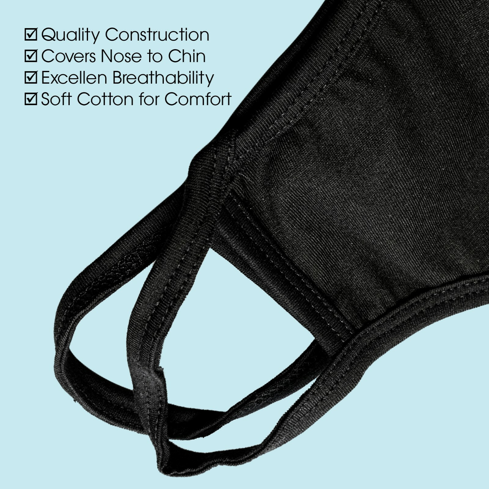 Black Unisex Face Mask Reusable Washable Cover Masks Fashion Cloth Men Women USA