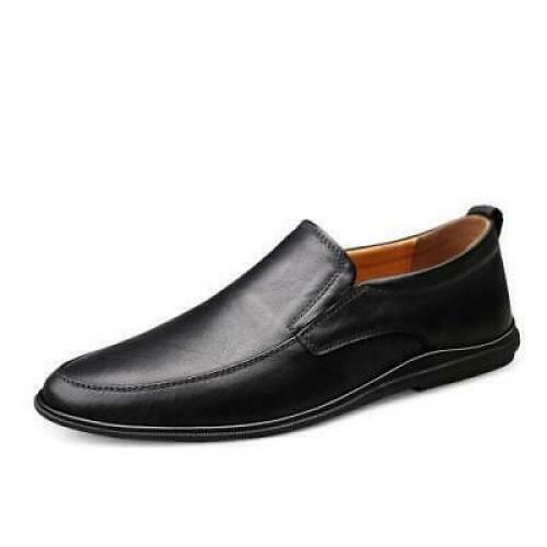Men faux Leather Slip On Loafers Pointed Toe Business Casual Dress Walking Shoes