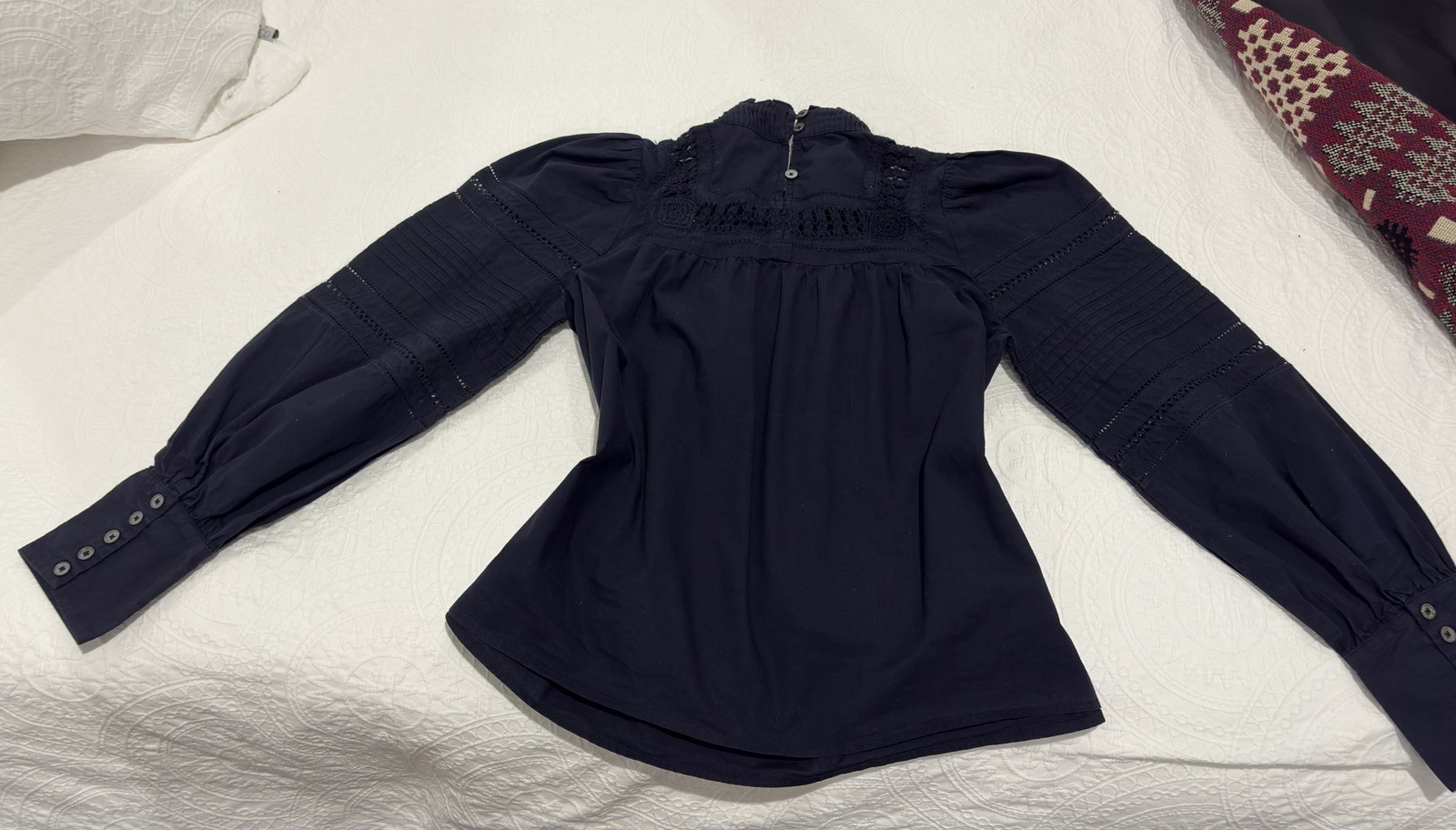 Sea New York Navy Blue Cotton Embellishment Blouse Top Sz XS RRP $450