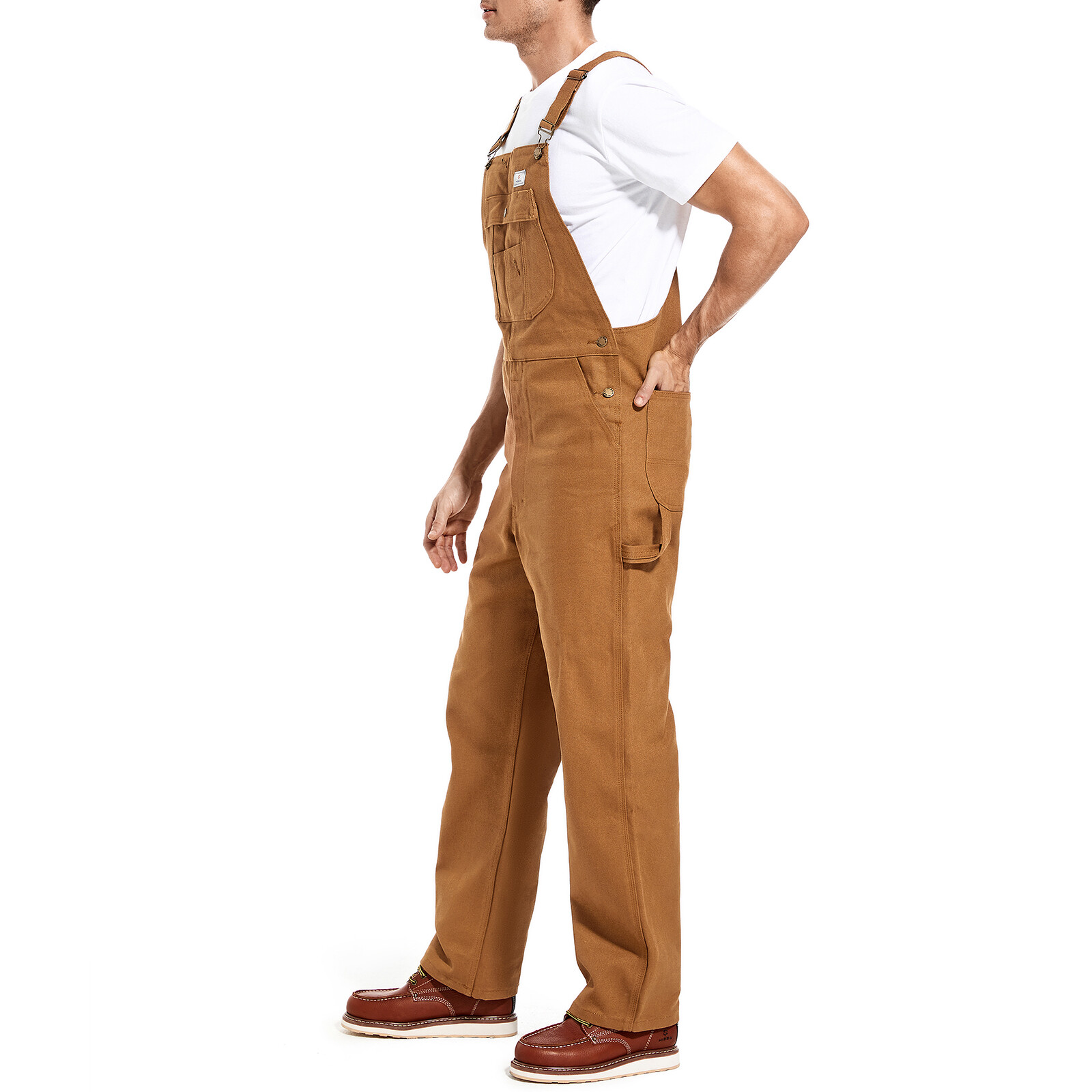 HISEA Men Heavy Duty Bib Overalls Relaxed Fit Dungarees Workwear Pants Jumpsuit