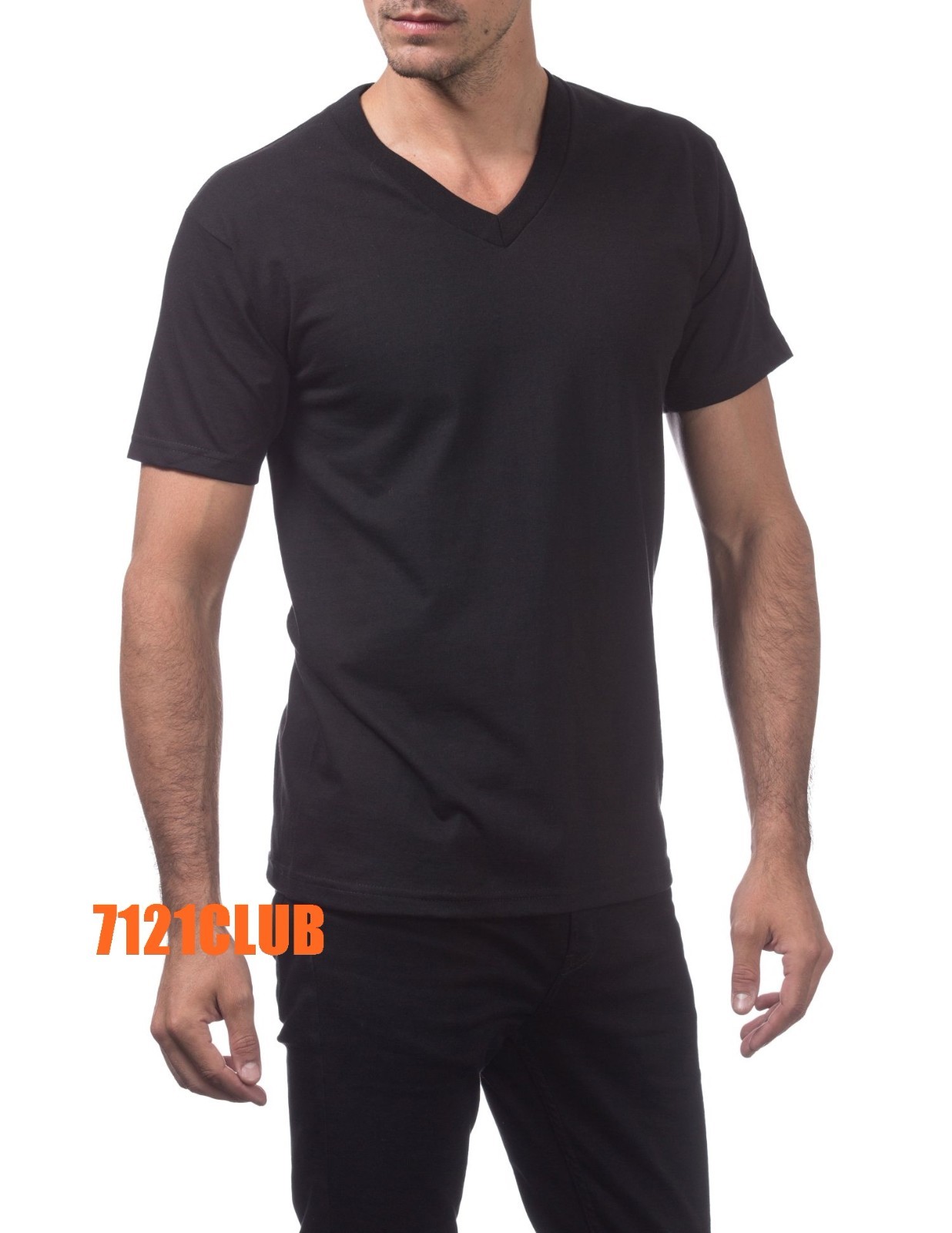 PRO CLUB MENS HEAVYWEIGHT V NECK T SHIRT PROCLUB SHORT SLEEVE BLACK BIG AND TALL