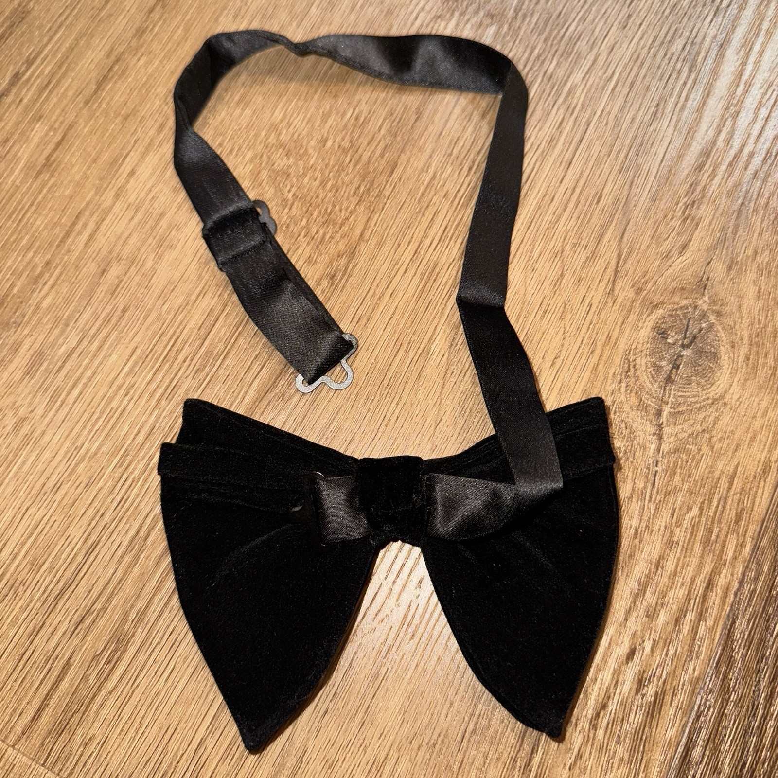 Bow Tie Vintage Floppy Wide Velour Necktie Prom Tuxedo Black VTG 60s 70s Men NEW