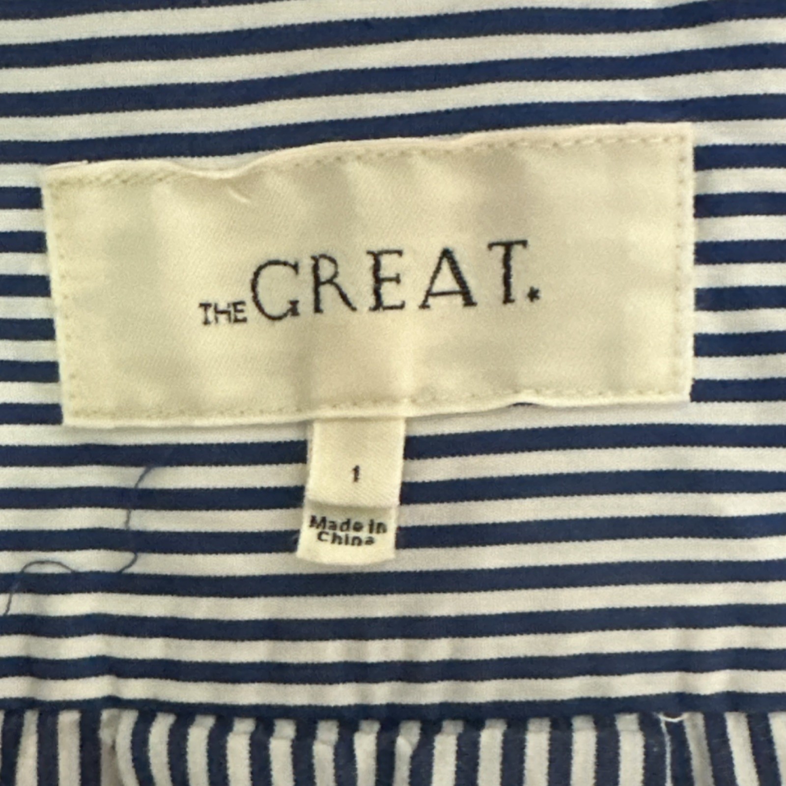 The Great 100% Cotton Blue White Striped Embroidered Button-Up Shirt Women S