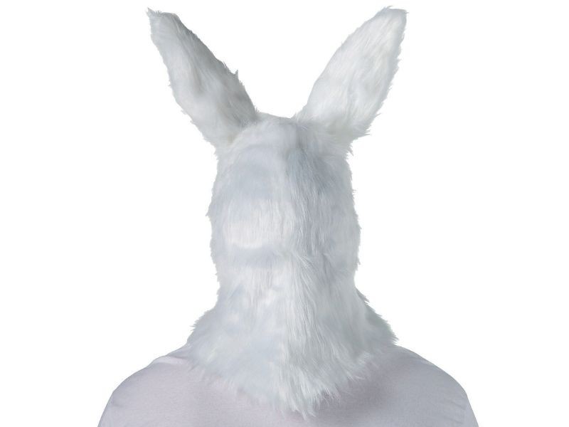 Creepy White Rabbit Bunny Mask Moving Mouth Adult Overhead Halloween Costume New