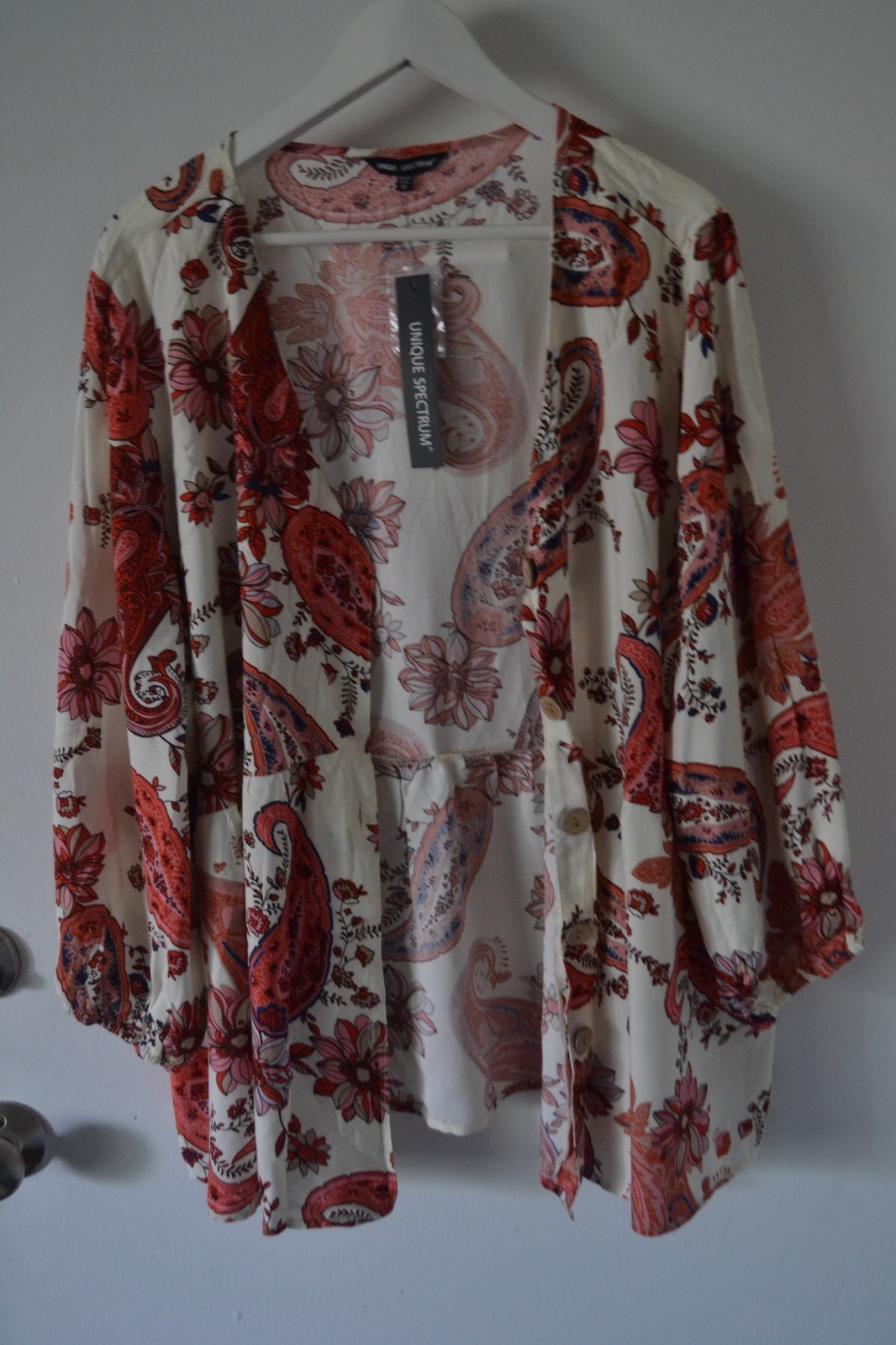 NWT Unique Spectrum Blouse Top Shirt Rayon Plus Size 3X
