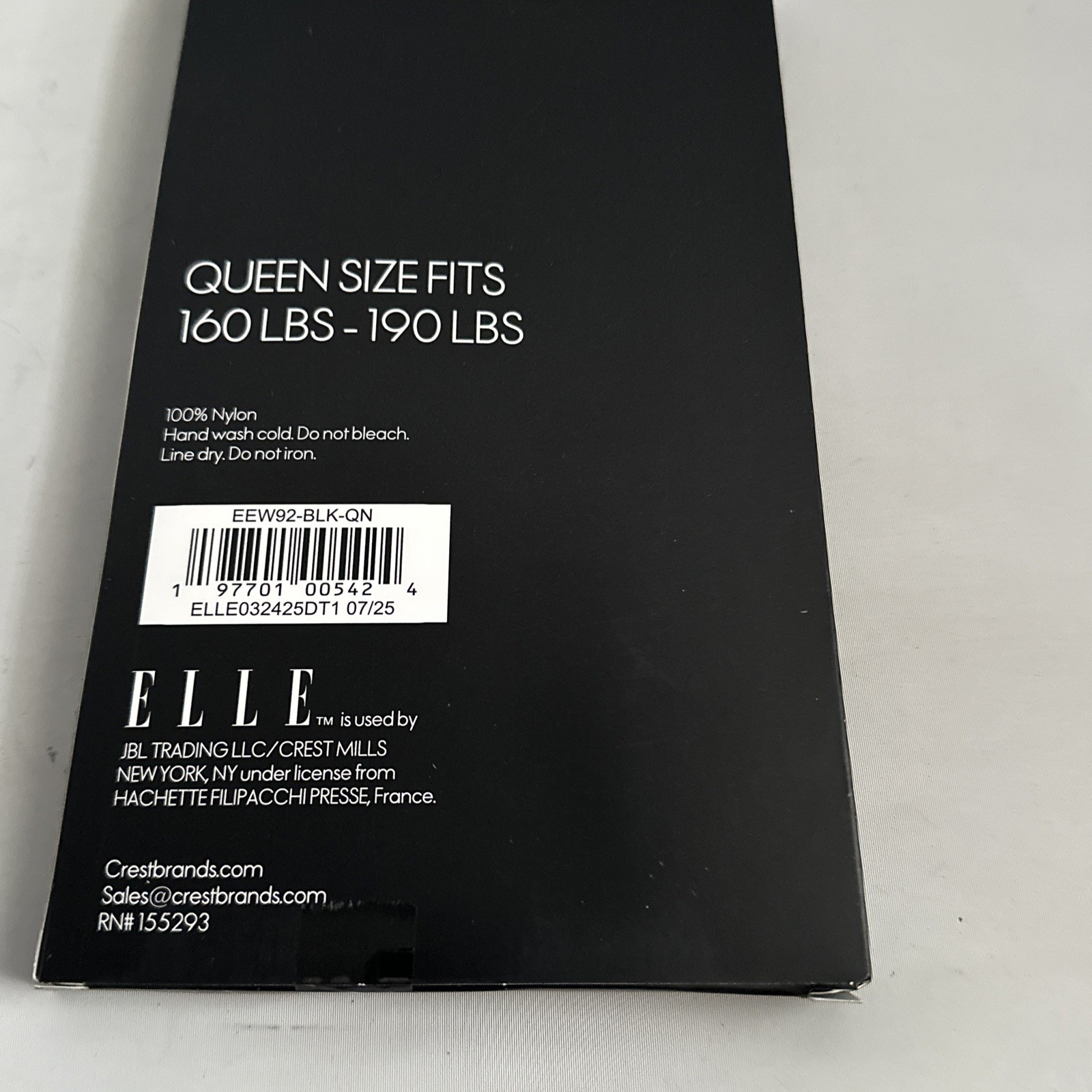 ELLE Queen Size Pantyhose Black Silky Sheer Control Top 100% Nylon Lot of 3